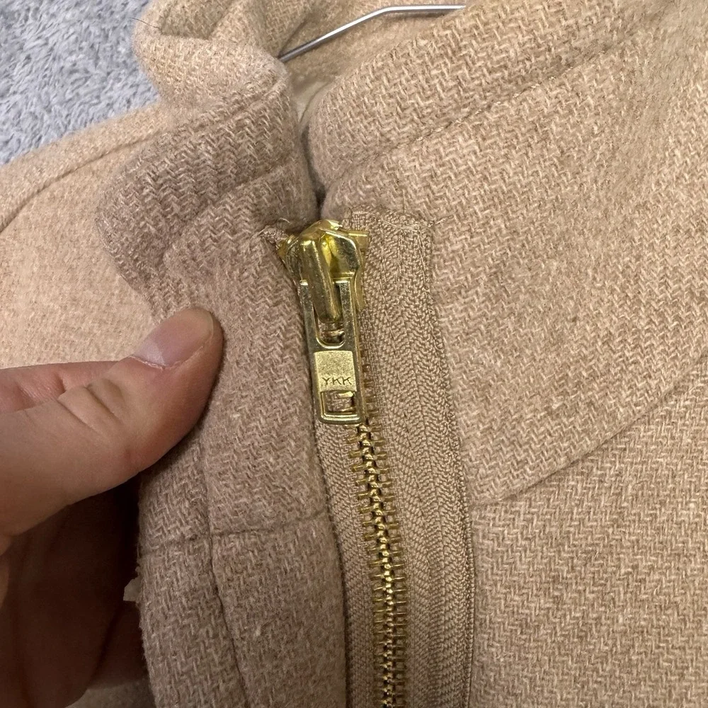 J Crew Stadium Cloth Coat Women 8 Cocoon Italian Nello Gori Wool Pea Camel Brown - Picture 5 of 11